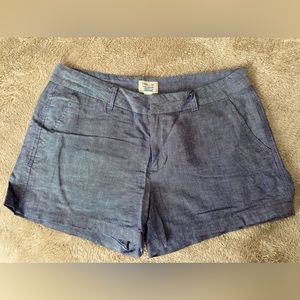 Gap The City Shorts Chambray Khaki Linen/Cotton Size 10